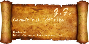 Germányi Füzike névjegykártya